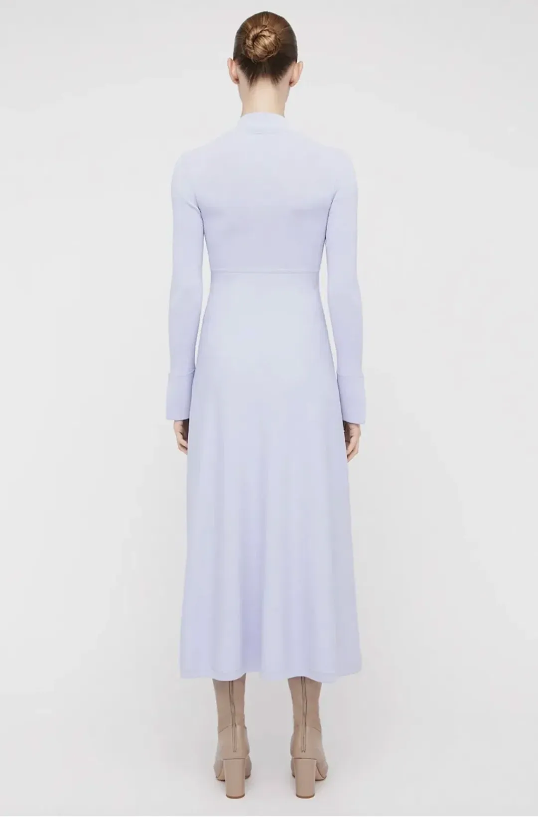 Scanlan Theodore Crepe Knit Button Polo Dress Light Blue / Mauve Size M / AU 10 for rent on The Volte - main image