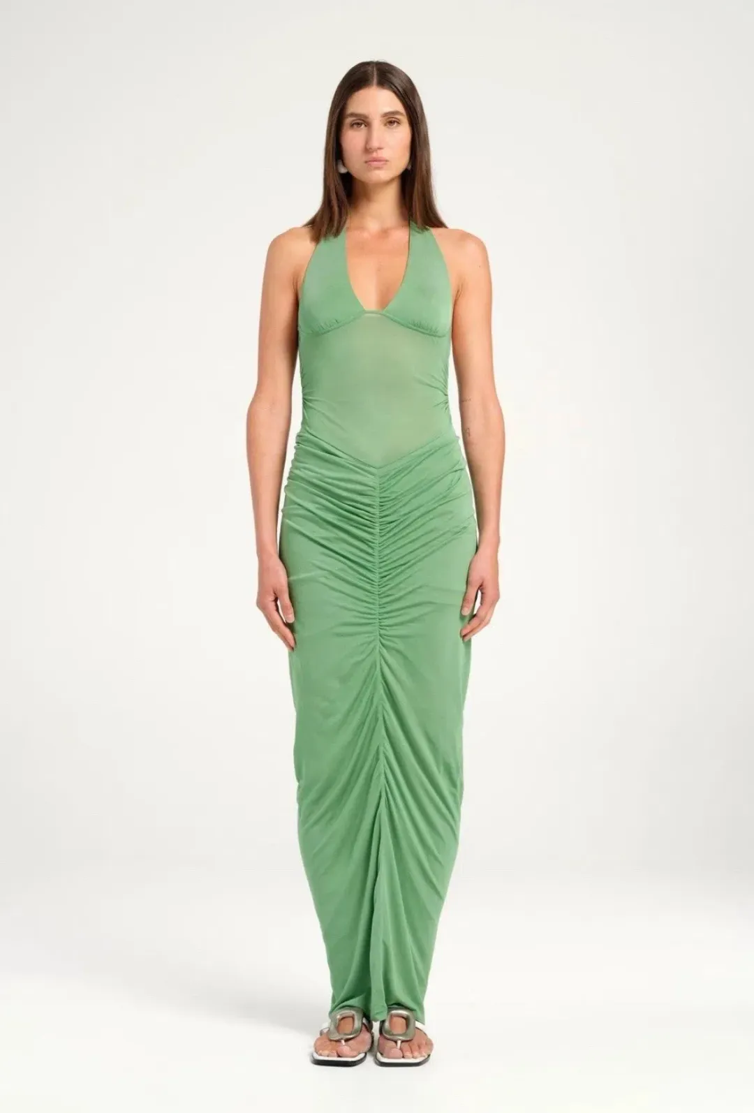 BENNI Pierre Maxi Dress In Forest Green | Size AU 10 for rent on The Volte - main image