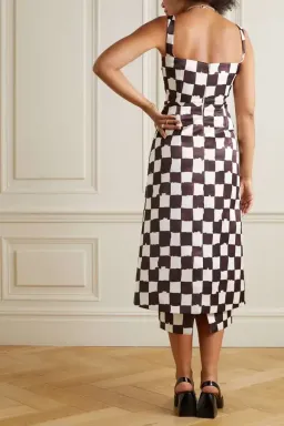 EMILIA WICKSTEAD Ginny Layered Checked Duchesse-Satin Midi Dress Size 12  for rent on The Volte - image 4