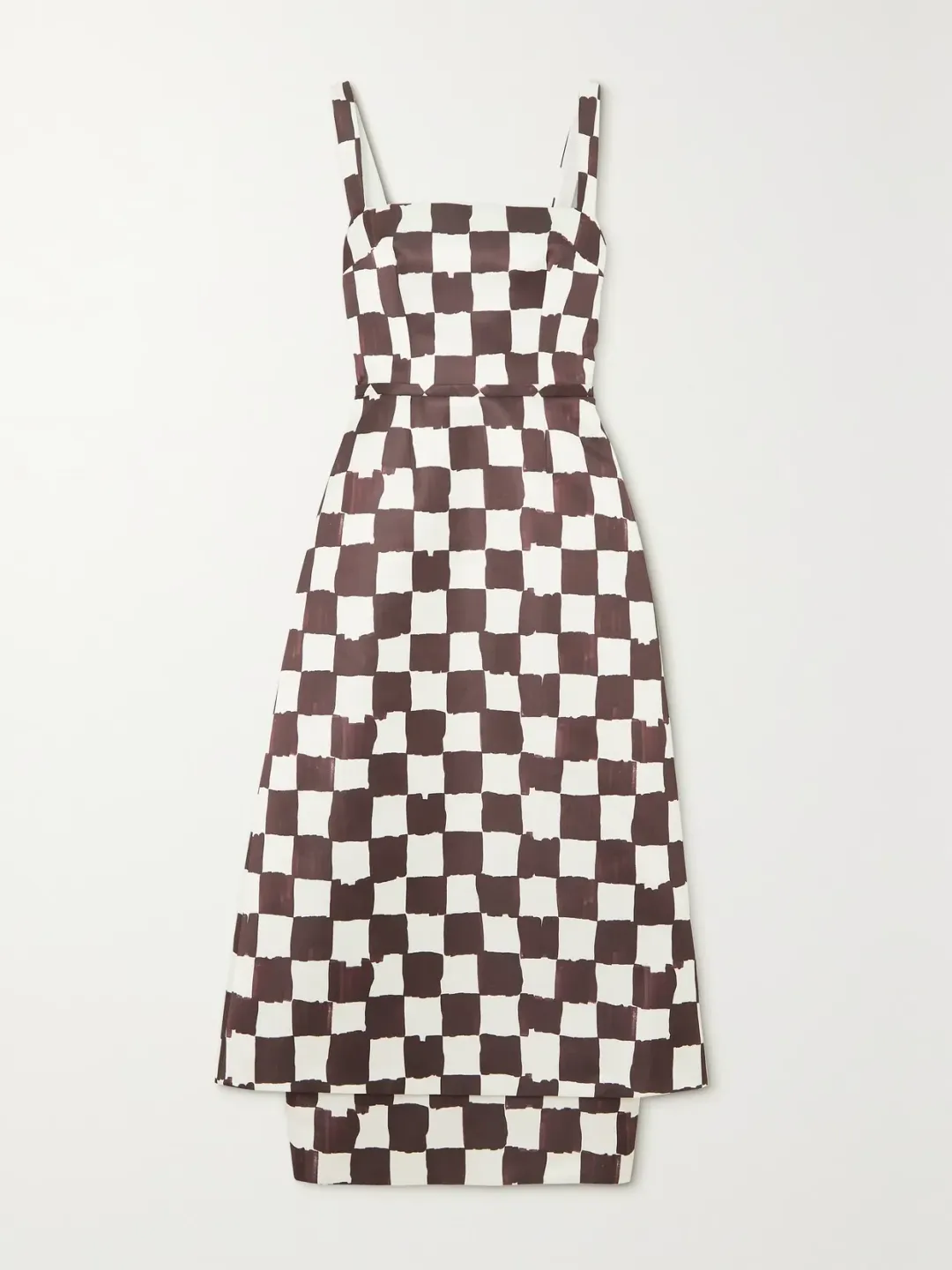 EMILIA WICKSTEAD Ginny Layered Checked Duchesse-Satin Midi Dress Size 12  for rent on The Volte - main image