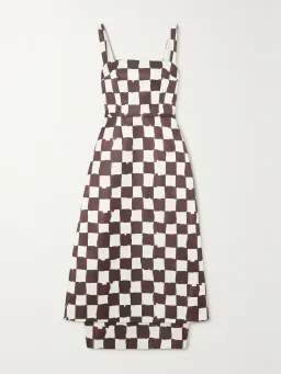 EMILIA WICKSTEAD Ginny Layered Checked Duchesse-Satin Midi Dress Size 12  for rent on The Volte - image 3