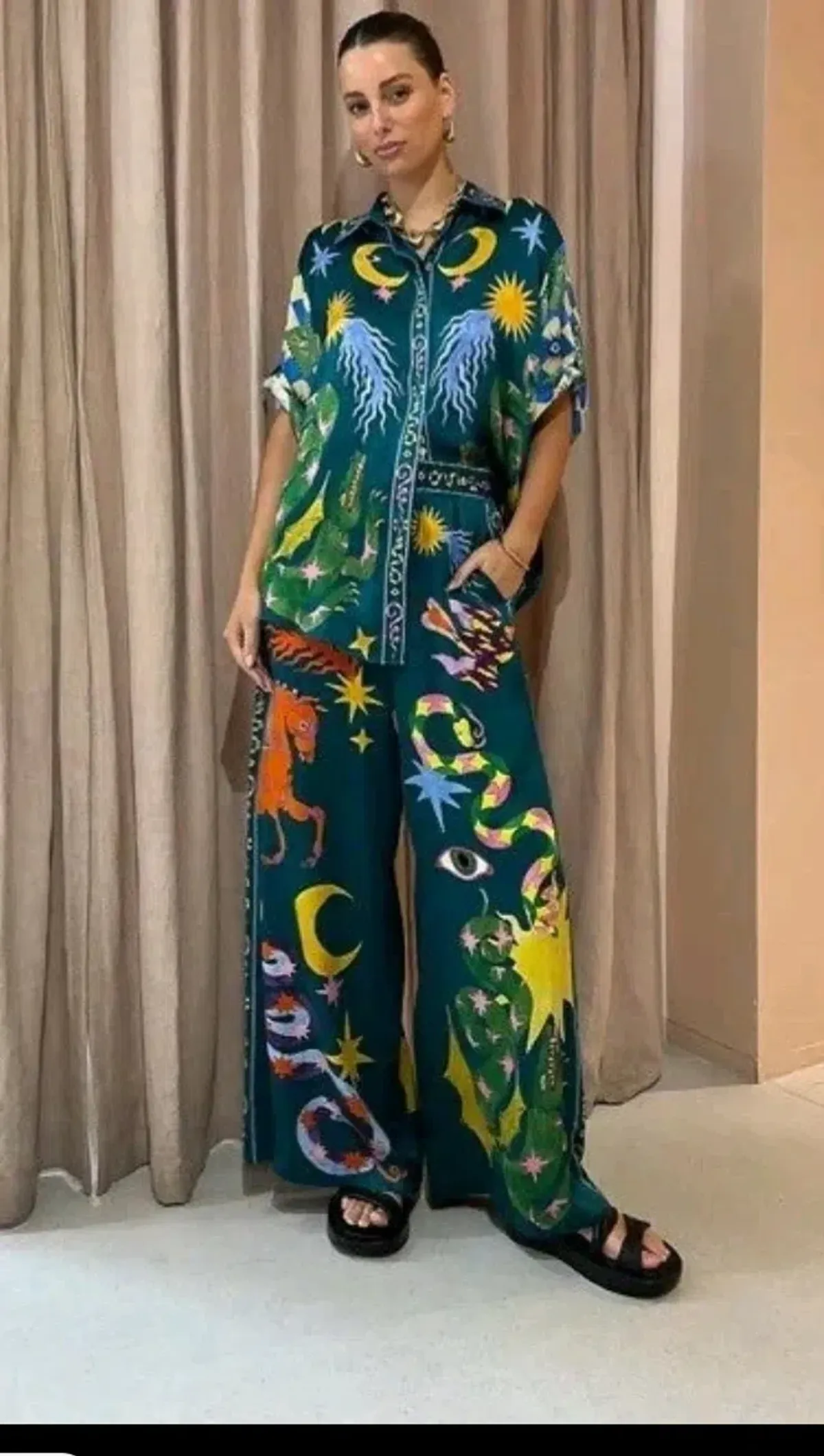 ALEMAIS guardian blouse and pants set. Blouse size 12 pants size 19 for rent on The Volte - main image