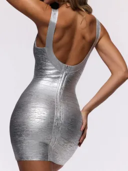 HOUSE OF CB THE OG Silver Bandage Mini Dress size XS for rent on The Volte - image 2