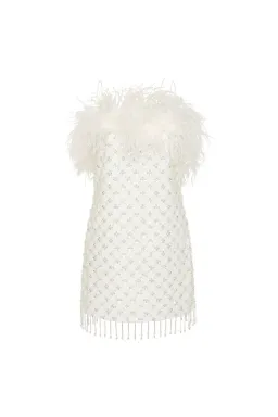 🤍 New REBECCA VALLANCE Chantal Mini Dress in WHITE - Size 10 AU - Fringed/Tassels - STUNNING! 🤍 for rent on The Volte - image 5