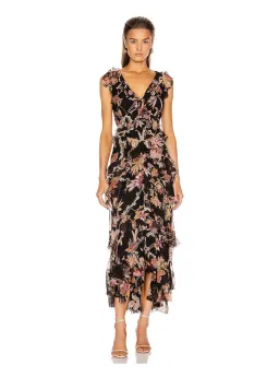 Zimmermann Wavelength Frilled Midi Dress Black Pheonix Size 12 for rent on The Volte - image 1