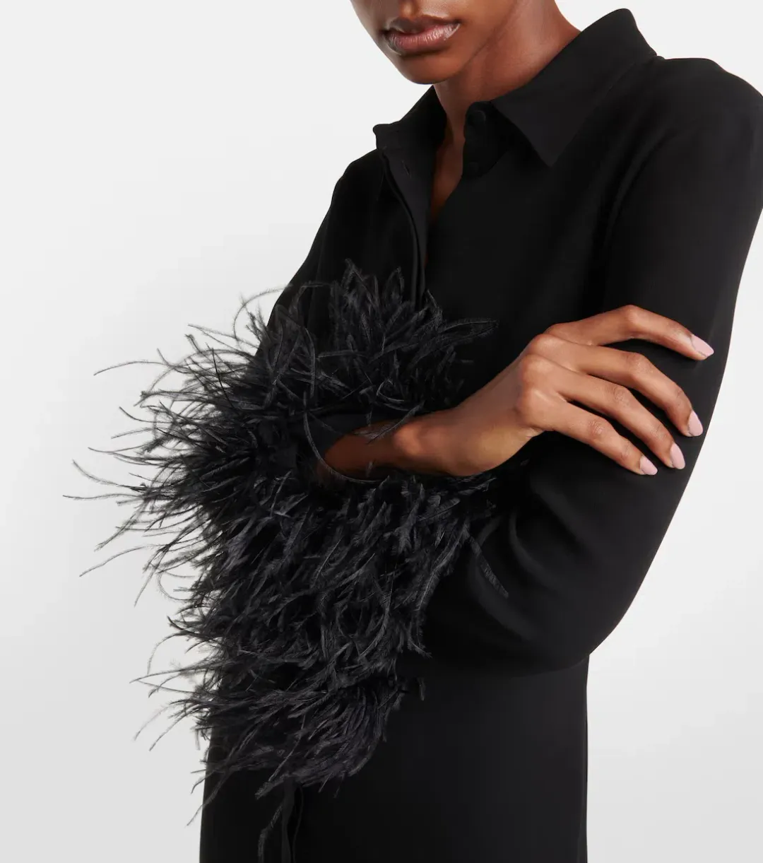 Valentino Feather-trimmed silk midi dress for rent on The Volte - main image