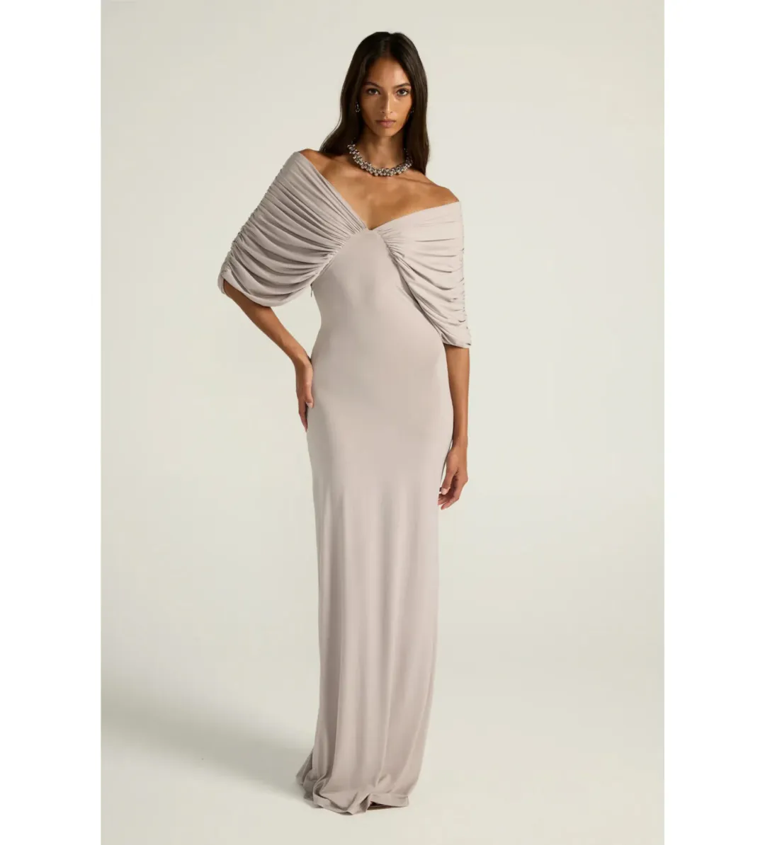 Ance Gria Neve Maxi Dress Silver Grey Size XS/AU 6 for rent on The Volte - main image
