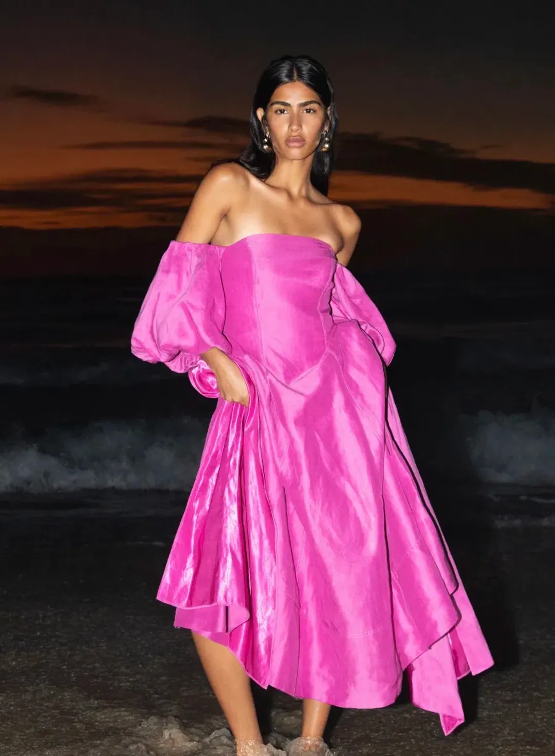 Aje Incarnation Midi Dress in Magenta Size 10 for rent on The Volte - main image