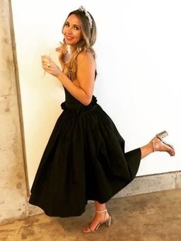 Alex Perry Abigail Midi Dress Black Size 8 for rent on The Volte - image 3