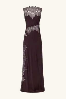 Jamila Lace High Neck Maxi Dress - Espresso for rent on The Volte - image 7