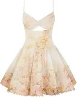 Zimmermann Memento Twist Front Mini Dress Rose Arbor Size 0 for rent on The Volte - image 1
