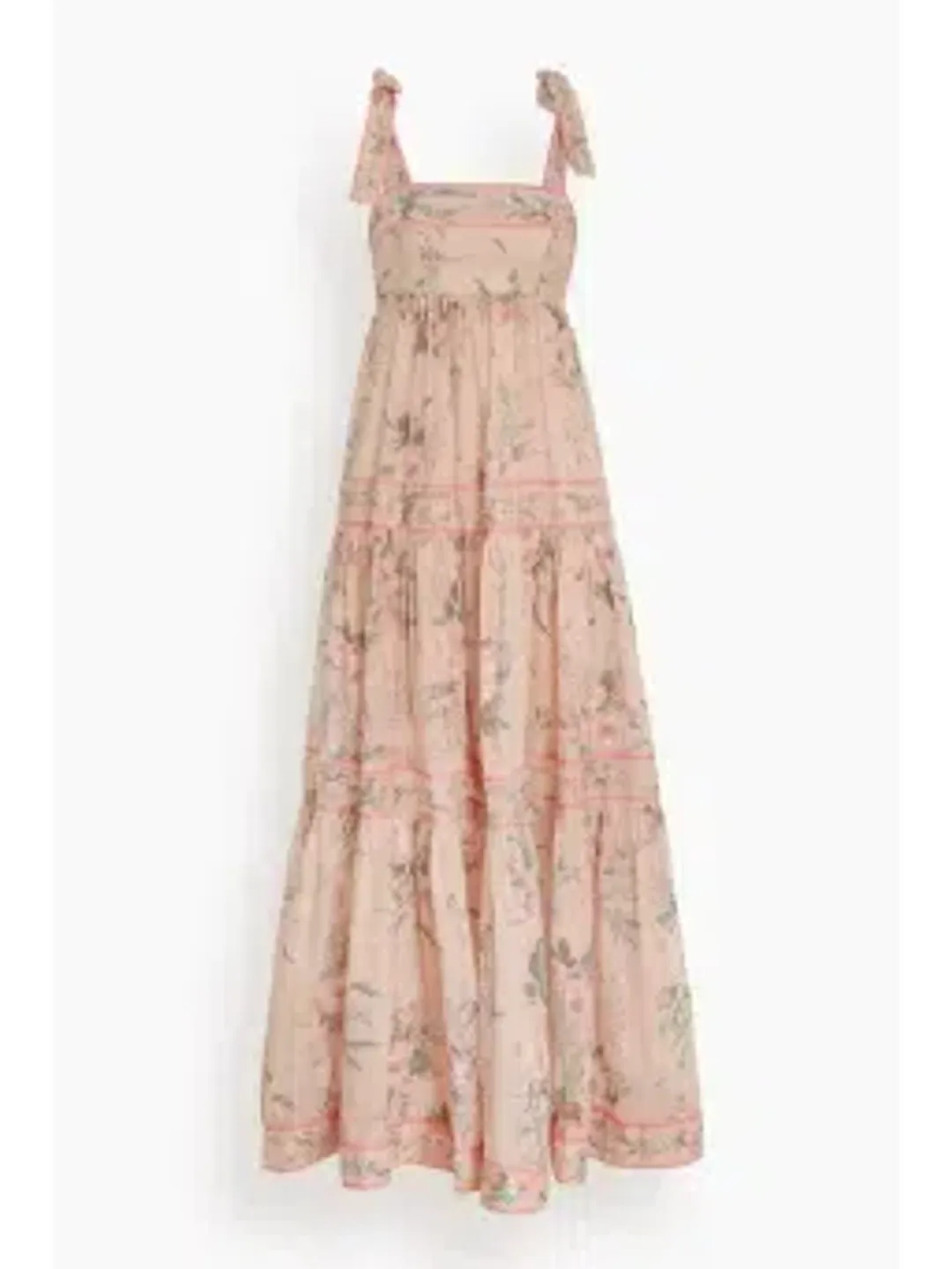  🌸 ZIMMERMAN Moonshine Tie Shoulder Dress – Cream & Pink Floral Maxi – Size 3 / 14 AU 🌸 for rent on The Volte - main image