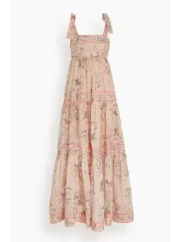  🌸 ZIMMERMAN Moonshine Tie Shoulder Dress – Cream & Pink Floral Maxi – Size 3 / 14 AU 🌸 for rent on The Volte - image 6