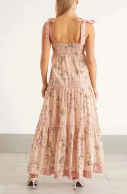  🌸 ZIMMERMAN Moonshine Tie Shoulder Dress – Cream & Pink Floral Maxi – Size 3 / 14 AU 🌸 for rent on The Volte - image 5