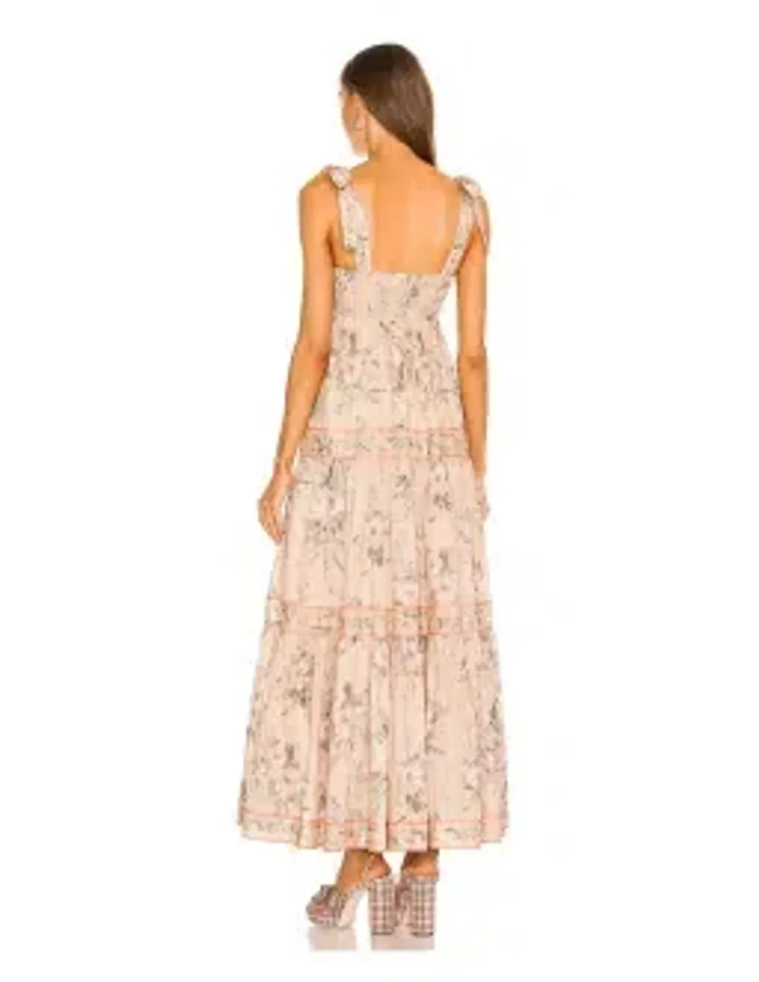  🌸 ZIMMERMAN Moonshine Tie Shoulder Dress – Cream & Pink Floral Maxi – Size 3 / 14 AU 🌸 for rent on The Volte - main image