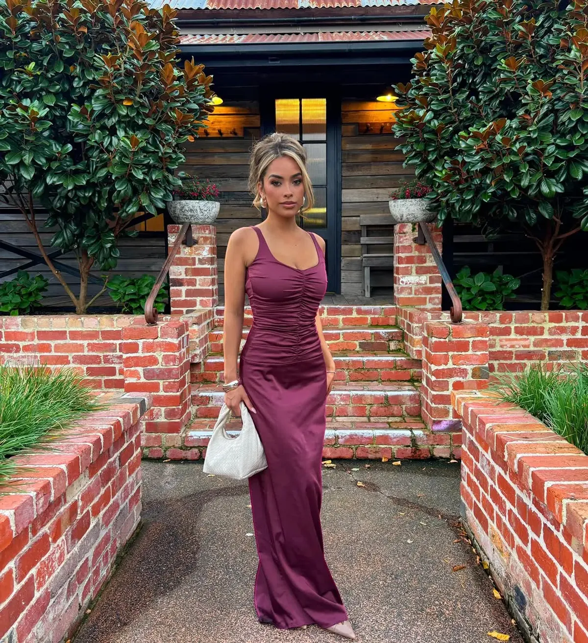 Ance Gria Atlein Gown in Plum for rent on The Volte - main image