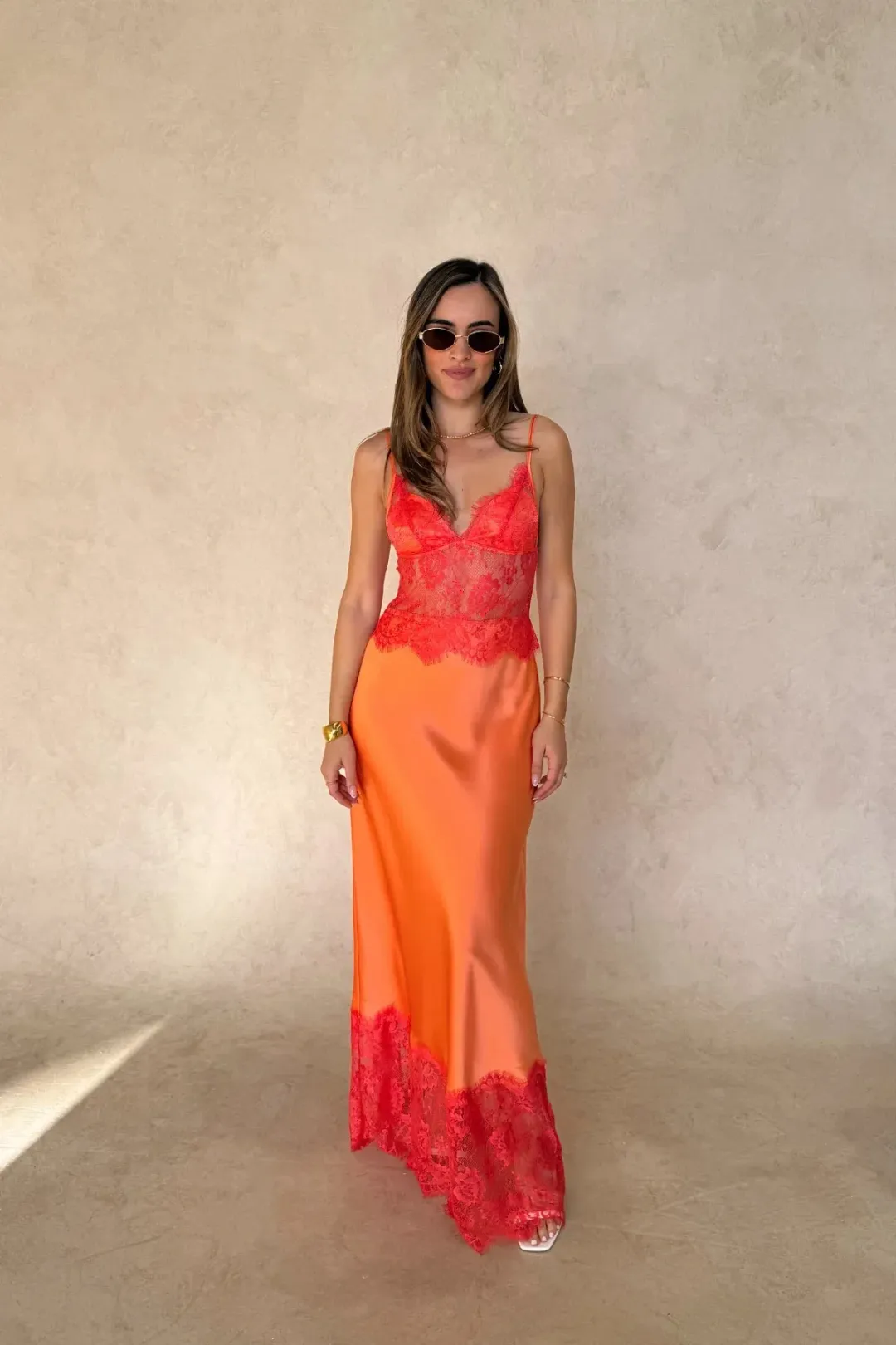 Sneaky Link Lilah Maxi Dress Orange Size XL for rent on The Volte - main image
