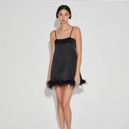 Maison Essentiele Feather Mini Dress In Black for rent on The Volte - image 1