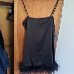 Maison Essentiele Feather Mini Dress In Black for rent on The Volte - image 3