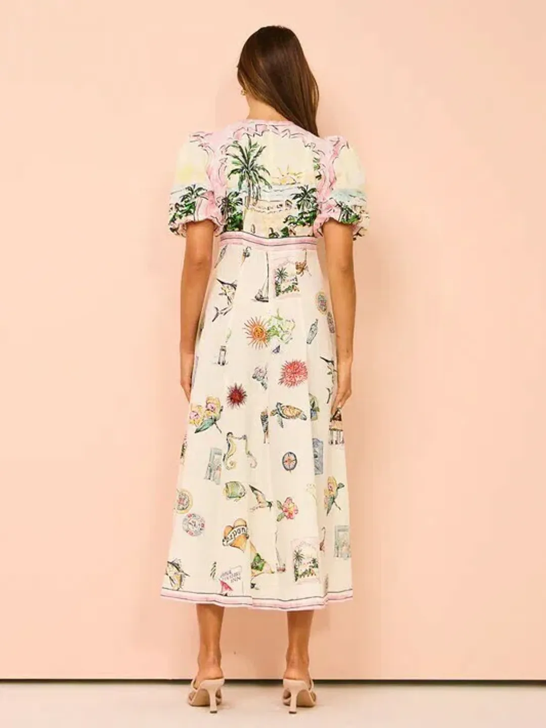 Alemais Sunset Print Midi Dress in Multi Size AU 12 for rent on The Volte - main image