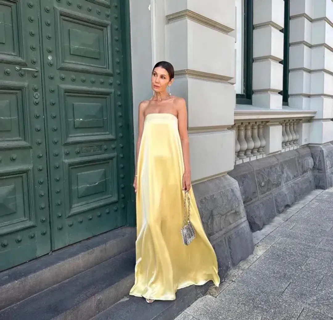 Anna Quan Delfina Maxi Dress Champagne Lemon Size 8 AU for rent on The Volte - main image