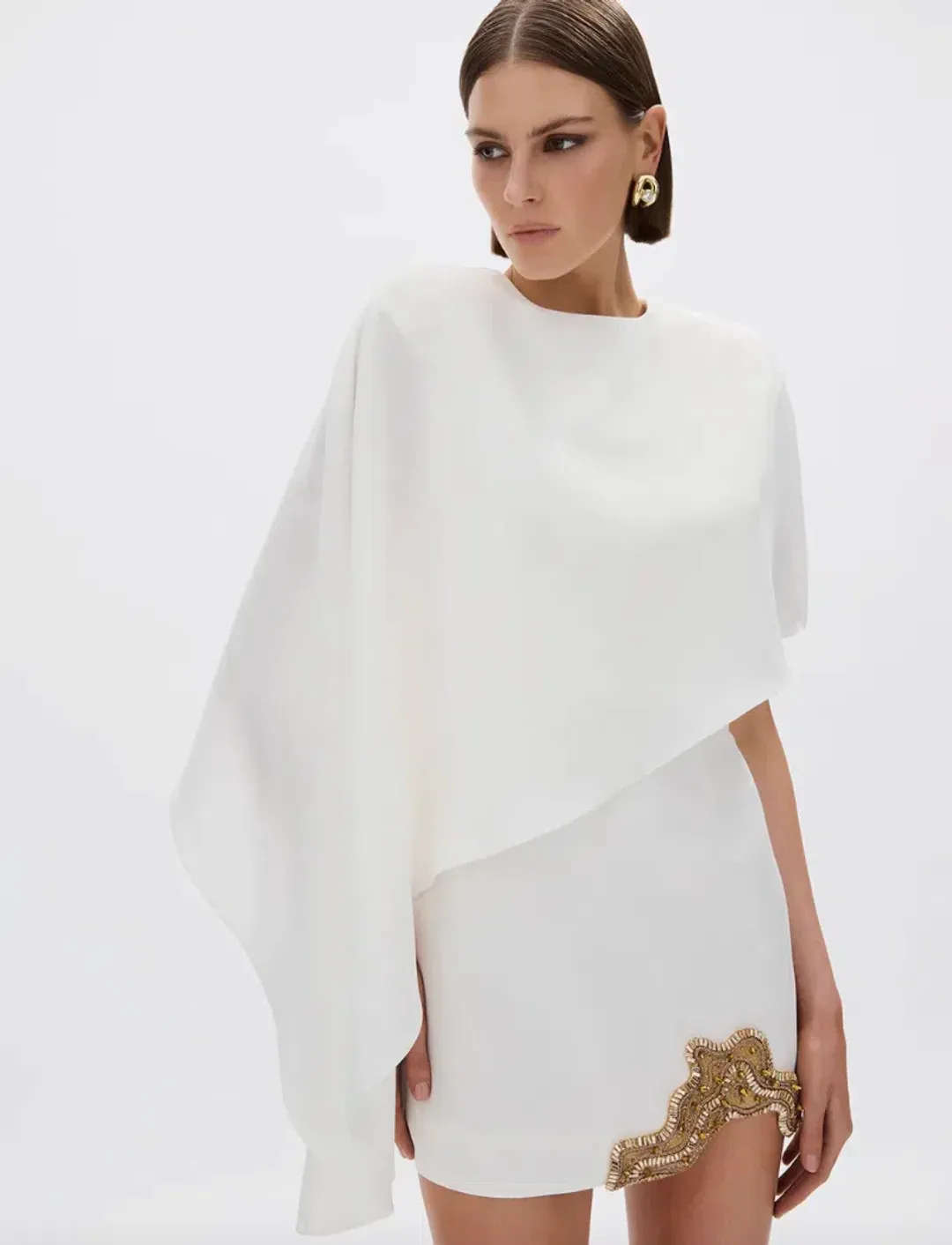 Rachel Gilbert Amari Mini Dress Ivory RG Size 0 (would fit an AU6-8) - Hen's & Bachelorette Party White Dress for rent on The Volte - main image