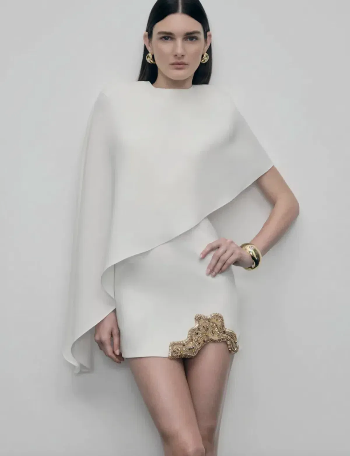 Rachel Gilbert Amari Mini Dress Ivory RG Size 0 (would fit an AU6-8) - Hen's & Bachelorette Party White Dress for rent on The Volte - main image
