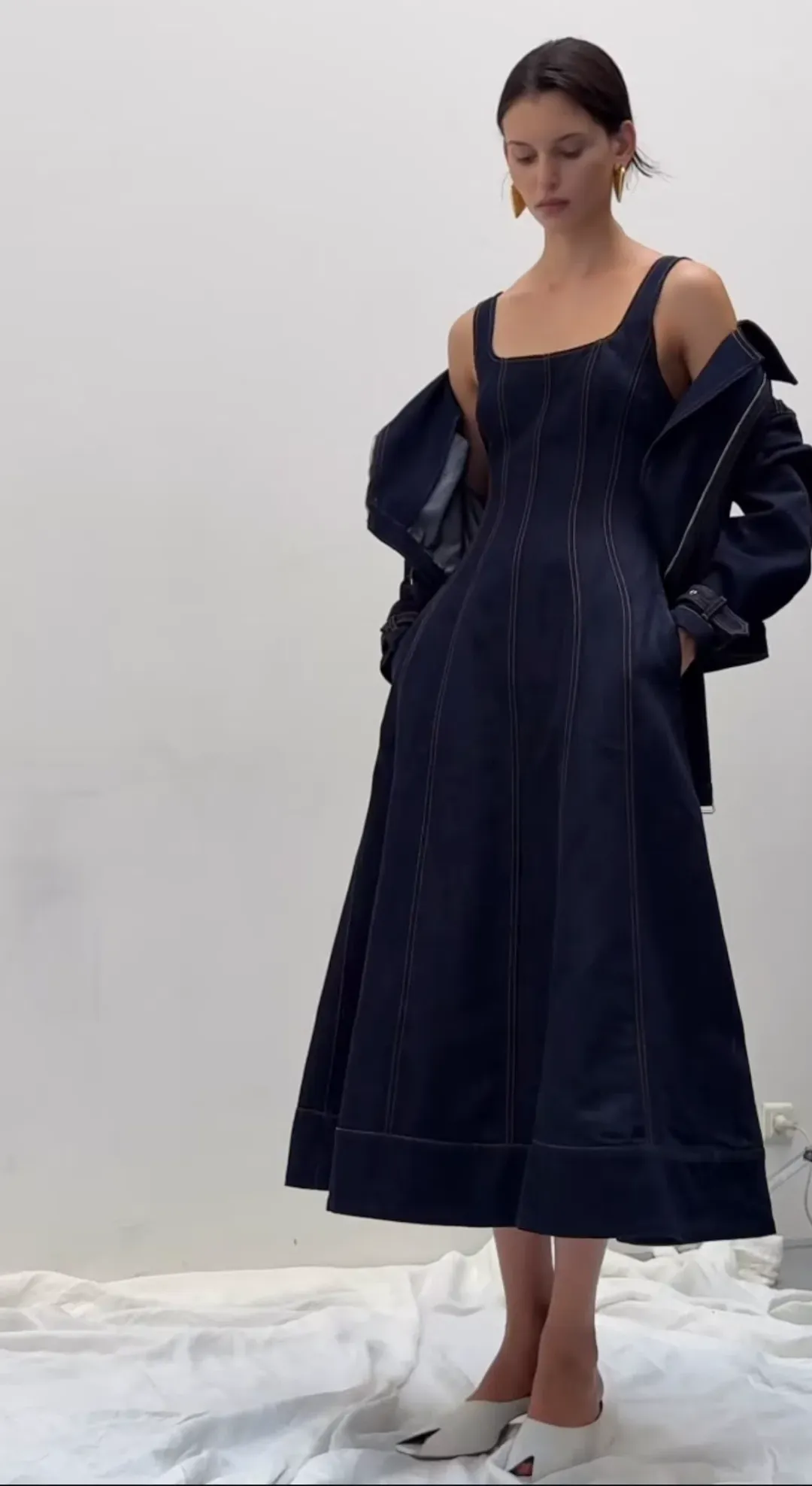 ANNA QUAN Justice Dress Dark Indigo Denim Size 8 AU for rent on The Volte - main image