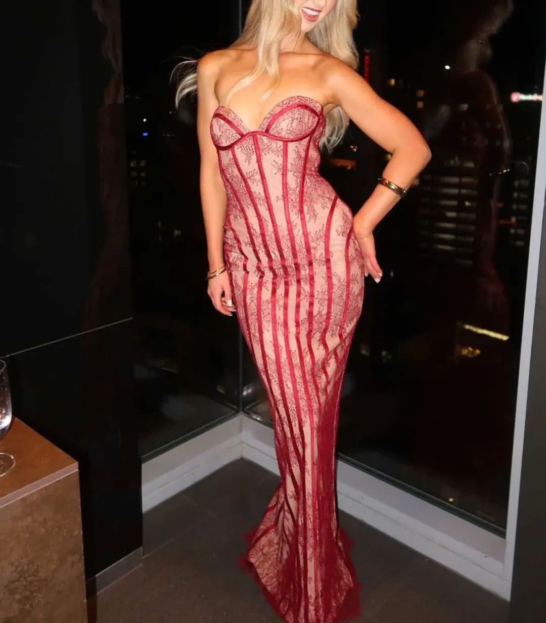 BABY BOO SIAN MAXI DRESS BURGUNDY / SIZE 8 for rent on The Volte - main image