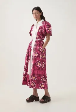 AJE Fernanda Midi Dress in Bold Blooming Pink Floral - Size 6 AU (fits size 8-10 AU)  for rent on The Volte - image 2