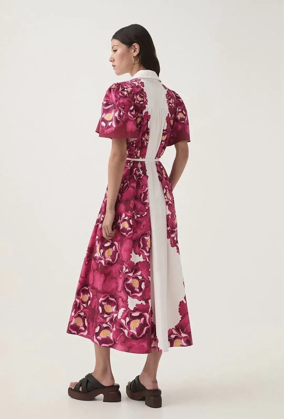 AJE Fernanda Midi Dress in Bold Blooming Pink Floral - Size 6 AU (fits size 8-10 AU)  for rent on The Volte - main image