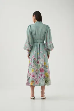 Aje Fleur Shirt Midi Dress - Mist Collage Floral Size 10 for rent on The Volte - image 5