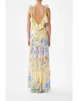 CAMILLA V NECK BIAS SLIP DRESS WITH BACK FRILL for rent on The Volte - image 5