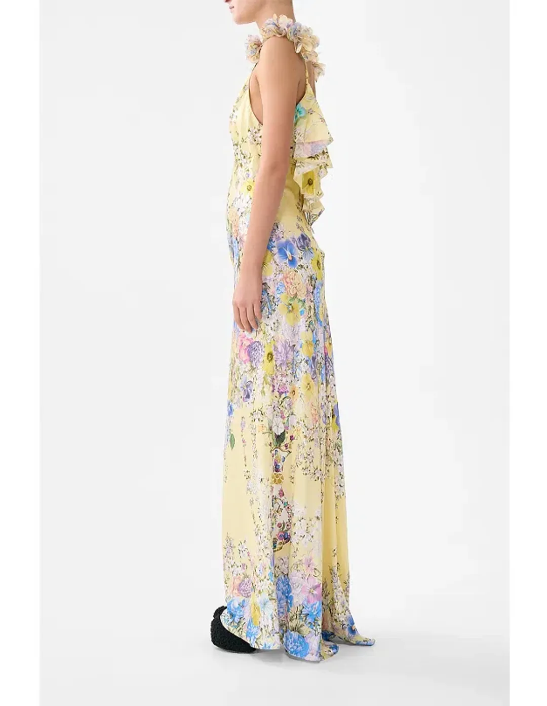 CAMILLA V NECK BIAS SLIP DRESS WITH BACK FRILL for rent on The Volte - main image