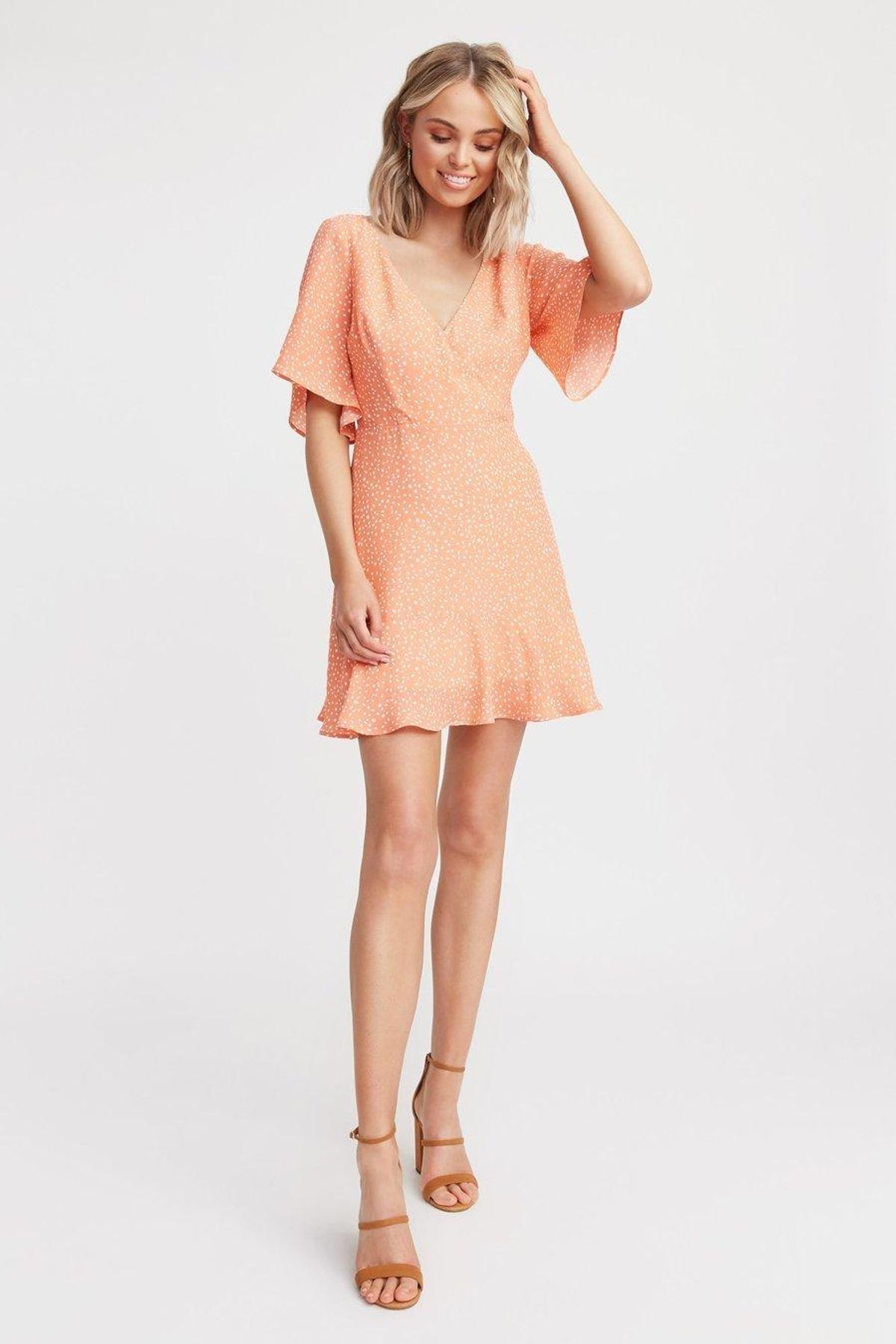 Kookai Saint Ives Vee Dress Orange Size 38 (Aus10) for rent on The Volte - main image