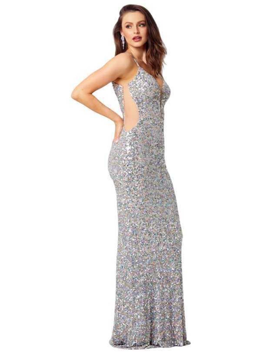 Tania Olsen Anastasia Gown silver size 8 for rent on The Volte - main image