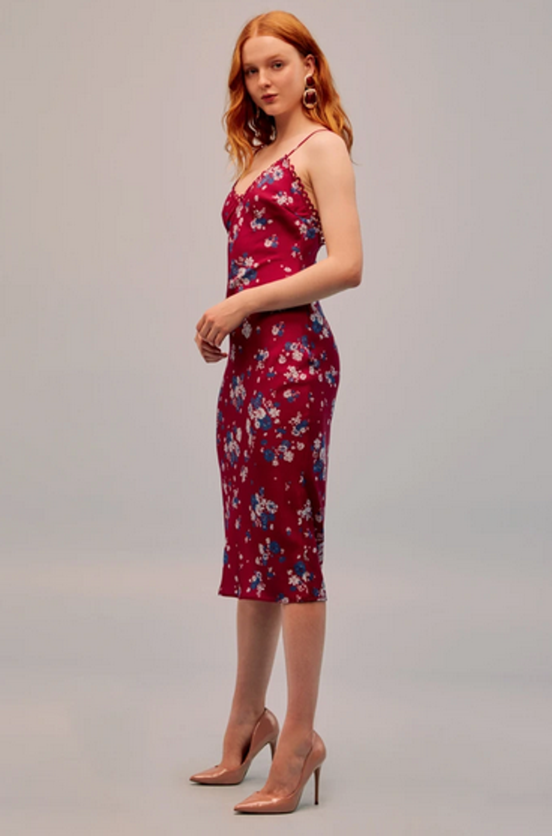 Keepsake The Label Cherished Midi Dress in Raspberry Bloom Floral Size 10 for rent on The Volte - main image