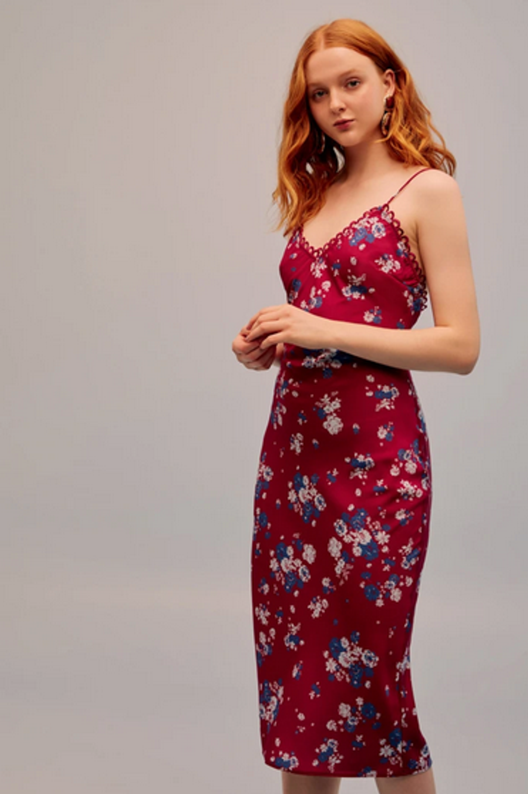 Keepsake The Label Cherished Midi Dress in Raspberry Bloom Floral Size 10 for rent on The Volte - main image