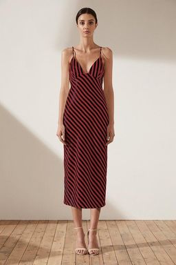 Shona Joy Bias Slip Midi Red and Navy Stripe Size 6 for rent on The Volte - image 1