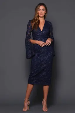 Elle Zeitoune Matisse Midi Dress Midnight Blue Size 12 for rent on The Volte - image 2