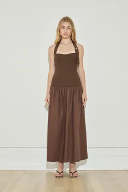 MAISON ESSENTIELE Buckle Dress Chocolate Size Small / 8 AU for rent on The Volte - image 1