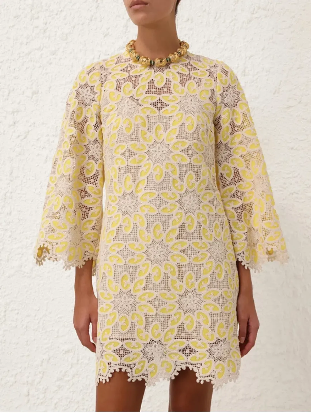 Zimmermann Golden Lace mini dress for rent on The Volte - main image