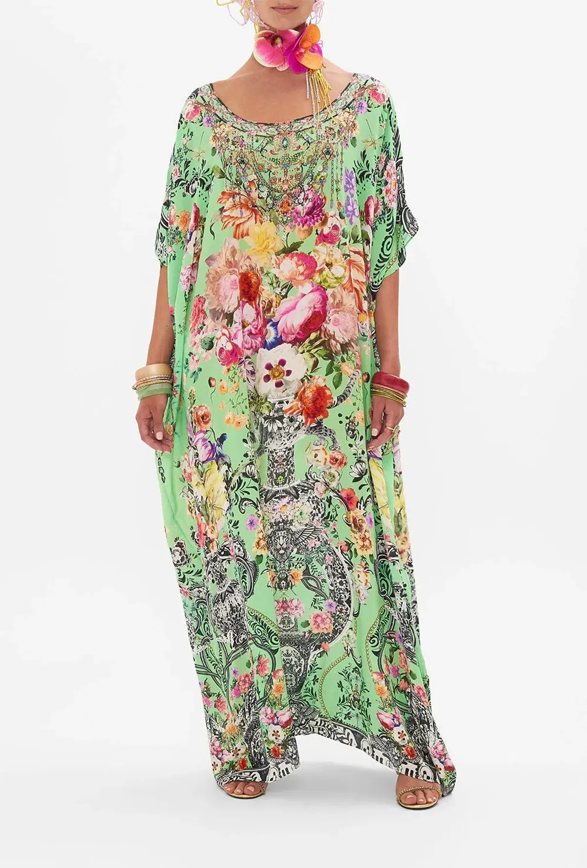 Camilla Porcelain Dream Round Neck Kaftan for rent on The Volte - main image