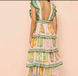 Alemais Porcelain Frill Midi Dress In Pink Size 16 for rent on The Volte - image 2
