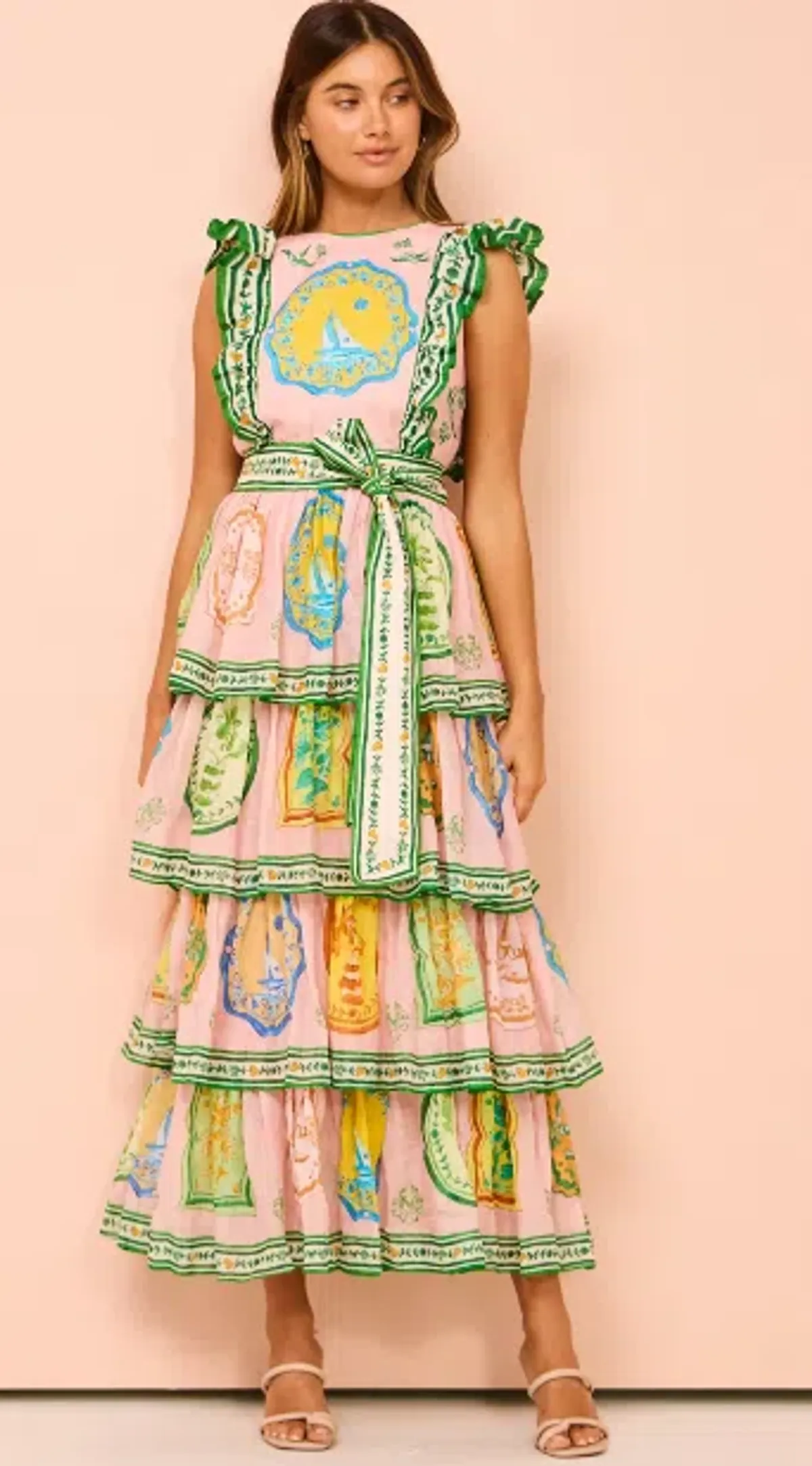 Alemais Porcelain Frill Midi Dress In Pink Size 16 for rent on The Volte - main image