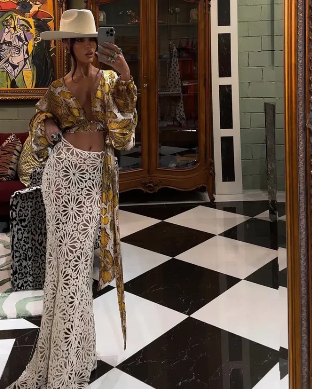 Khirzad Femme Florentina Macrame Top and Skirt Set for rent on The Volte - main image
