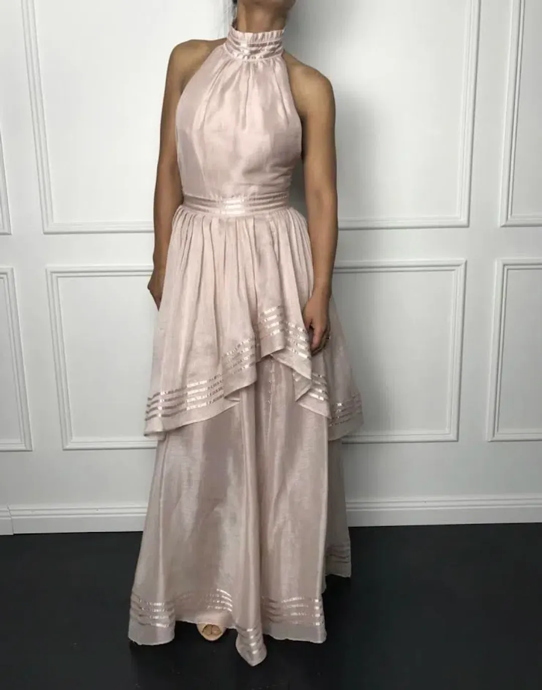 🩶 AJE Sienna Halter Maxi Dress – Silver Grey – Size 8 (AU) 🩶 for rent on The Volte - main image