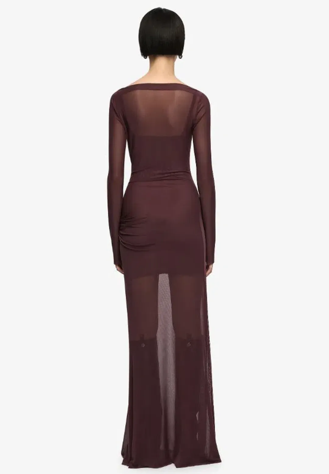 Bec and Bridge Marabou Long Sleeve Maxi Dress in Aubergine Size 10 for rent on The Volte - main image