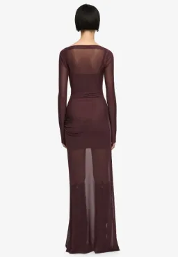 Bec and Bridge Marabou Long Sleeve Maxi Dress in Aubergine Size 10 for rent on The Volte - image 3
