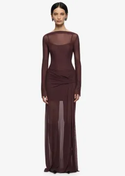 Bec and Bridge Marabou Long Sleeve Maxi Dress in Aubergine Size 10 for rent on The Volte - image 1